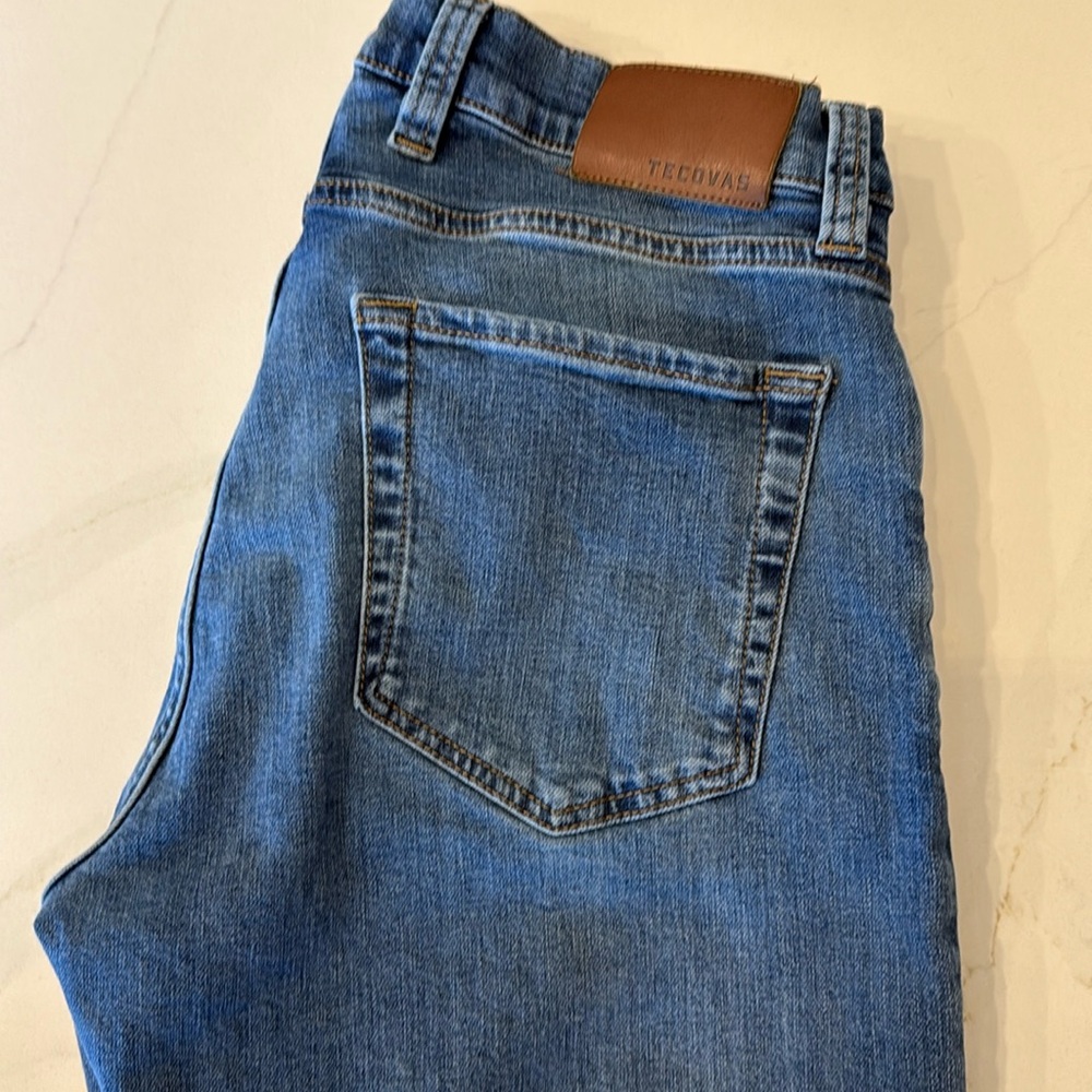 Tecovas Slim Bootcut. Medium blue color. 33x34